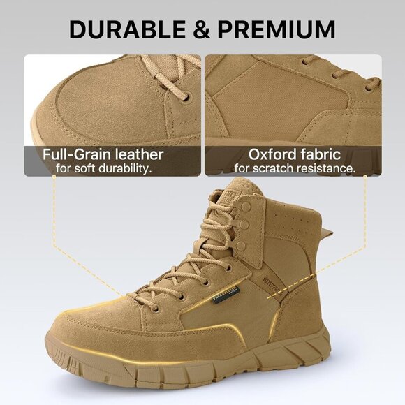 〽️Men\'s Light Brown Free Soldier Durable Waterproof Lightweight Tactical Boots